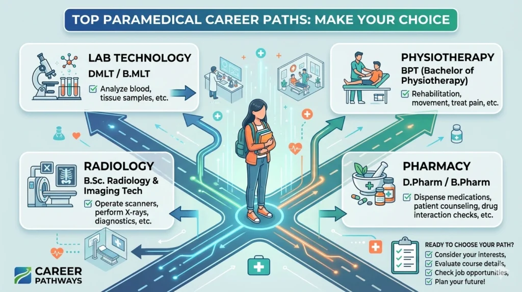 Career opportunities after paramedical courses without NEET showing healthcare job roles