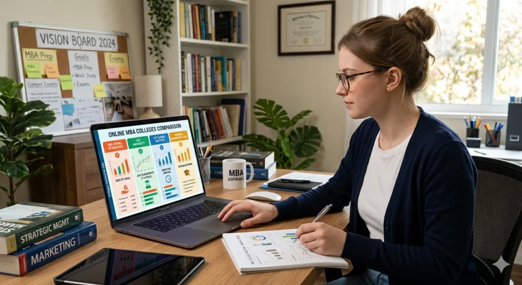 Comparison of online MBA fees, placement support, and program duration in India