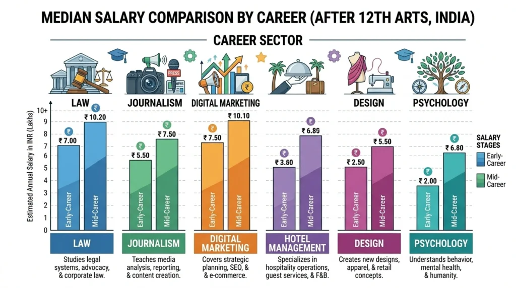 career options after 12th arts with high salary overview infographic